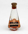  Driehoekig Rijnbende flesje op geribbelde voet Apricot Brandy ongeopende staat ontwerp A.D.Copier 1936 uitvoering Leerdam 