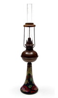  Aardewerk olie-lampvoet met polychrome florale decoratie uitvoering Plateelbakkerij Zuid Holland ca.1925 