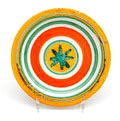  Aardewerk bordje met gekleurde decoratie Siracusa ontwerp uitvoering Desimone / Italië ca.1960 