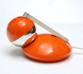  Oranje plastic tafellampje met telescopische arm model Lampina E3371 ontwerper onbekend uitvoering Eichhoff-Werke GmbH Lüdenscheid Duitsland ca.1970 
