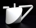 Wit geglazuurd steengoed theepot Lapidar prototype ontwerp Dick Lion 1985 uitvoering Porzellanfabrik Arzberg Duitsland 
