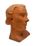  Terracotta portretbuste voorstellende Dini v.d.Berkhof ontwerp uitvoering Cris Agterberg 1937 