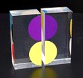  Twee plexiglazen objecten met kleurvlakken ontwerp uitvoering Jaacov Agam Israël ca.1985 