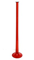  Rood glazen trompet vaas uitvoering Vistosi / Murano Italië ca.1970 
