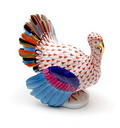  Porseleinen Kalkoen polychrome beschildering van visnet decor met goud accenten uitvoering Herend / Hongarije ca.1985 