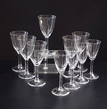  Bitterglazen 6x hoog 11 cm likeurglazen 4x hoog 10 cm van servies D ontwerp K.P.C.de Bazel 1917 uitvoering Leerdam ca.1950 ongemerkt 