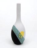 Aardewerk Lava flesvaas met abstracte geglazuurde decoratie ontwerp Ettore Sottsass ca.1958 uitvoering Bitossi / Italië voor de Bijenkorf / Amsterdam 