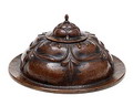 Gedreven tombak inktpot met glazen binnenbakje ontwerp toegeschreven aan Harm Ellens uitvoering F.A.Hoogendijk ca.1925 