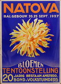  Gouache ontwerp voor affiche van bloemententoonstelling Natova in de RAI Amsterdam 1937 ter gelegenheid van het 20-jarig bestaan van de Amsterdamse Bond van Volksuinders ontwerp uitvoering Daan Bouhuys 1937 