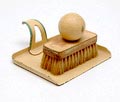 Metal Bauhaus table crumb brush with wooden brush with ball knob design Marianne Brandt ca.1930 executed by Ruppel Ruppelwerk Metallwarenfabrik GmbH / Germany 