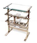 Verchroomd metalen Art-Deco likeurtafel met glazen bovenblad ontwerp uitvoering onbekend ca.1925 