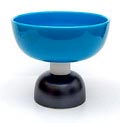 Aardewerk vaas Alzata Grande in turkoois wit antreciet ontwerp Ettore Sottsass 1991 uitvoering Bitossi Montelupo / Italië 
