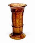 Amber glazen Cloudglass vaas uitvoering The Davidson Glass Company ca.1935 Gateshead / Engeland 