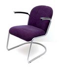 Verende buis-fauteuil no.413 met gisoliten armliggers met vaste stoffen bekleding ontwerp 1935 W.H.Gispen 1890-1981 uitvoering Gispen 