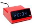 Rood plastic wekker DN 40 220 V ontwerp Dieter Rams Dietrich Lubs 1976 uitvoering Braun / Duitsland 