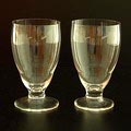 Limonadebeker 2x van servies J ontwerp K.P.C.de Bazel 1917-'18 uitvoering Glasfabriek Leerdam 