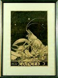  Handgedrukte houtsnede op rijstpapier Cancer van de serie Sterrebeelden van de Dierenriem ontwerp uitvoering Gérard Antoine Henri Henri van der Stok Indonesië Pelatoengan 1870 - Den Haag 1946 ca.1925 