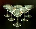 Zes champagne coupes van servies D ontwerp K.P.C.de Bazel 1917 uitvoering Glasfabriek Leerdam 
