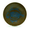 Aardewerk wandschotel met abstracte decoratie ontwerp Jan Schuurkes ca.1960 uitvoering Cor Unum 