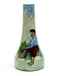 Aardewerk vaas met decoratie van Jongen met boot ontwerp Cornelis de Bruin of Jan van der Vet 1903-'08 uitvoering Dordtsche Kunstpotterij D.K.P 