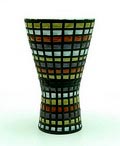 Aardewerk vaas model Cornet decor Pavé met meerkleurige glazuurdecoratie ontwerp Roger Capron 1922-2006 Vallauris / Frankrijk ca.1950 