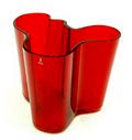 Rood glazen vaas gelimiteerde uitvoering ontwerp Alvar Aalto 1936 uitvoering Iittala / Finland 2002 