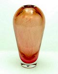 Rose glazen vaas met helderglazen overlay uitvoering Orrefors / Zweden ca.1960 
