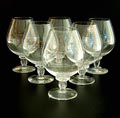 Cognac glazen 6x van servies Palma ontwerp S.Valkema 1952 uitvoering Glasfabriek Leerdam 