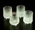 Reliëf glazen 6x waarvan 4 op de foto Ultima Thule ontwerp Tapio Wirkkala 1968 uitvoering Iittala / Finland 