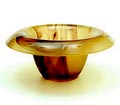 Amber Cloudglass drijfschaal uitvoering The Davidson Glass Company ca.1935 Gateshead / Engeland 