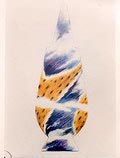  Foto van de originele ontwerptekening van Suresh Sethi India voor de decoratie van de dekselvaas 100 Make-up no.75 uitgegeven door Alessi voor winkel-promotie doeleinden gedrukt op Kodak Professional paper 