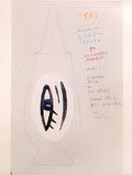 Foto van de originele ontwerptekening van Guillermo Tejeda Chili voor de decoratie van de dekselvaas 100 Make-up afwijkend van uiteindelijke decoratie uitgegeven door Alessi voor winkel-promotie doeleinden gedrukt op Kodak Professional paper 