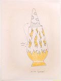  Foto van de originele ontwerptekening van Andreas Brandolini Duitsland voor de decoratie van de dekselvaas 100 Make-up no.10 uitgegeven door Alessi voor winkel-promotie doeleinden gedrukt op Kodak Professional paper 