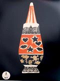 Foto van de originele ontwerptekening van Hilde Vemren Noorwegen voor de decoratie van de dekselvaas 100 Make-up no.89 uitgegeven door Alessi voor winkel-promotie doeleinden gedrukt op Kodak Professional paper 