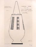  Foto van de originele ontwerptekening van Hannes Wettstein Zwitserland voor de decoratie van de dekselvaas 100 Make-up no.97 uitgegeven door Alessi voor winkel-promotie doeleinden gedrukt op Kodak Professional paper 