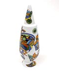  Alessandro Mendini dekselvaas 100 Make-up no.21 met decoratie van Emmanuel Ekefrey Nigeria uit de gelimiteerde serie van 100 vazen per decor voor Alessi / made in Germany 1992 
