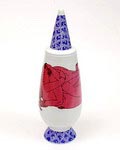  Alessandro Mendini dekselvaas 100 Make-up no.30 met decoratie van Anna Gili Italië uit de gelimiteerde serie van 100 vazen per decor voor Alessi / made in Germany 1992 