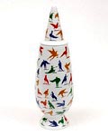  Alessandro Mendini dekselvaas 100 Make-up no.31 met decoratie van Milton Glaser USA uit de gelimiteerde serie van 100 vazen per decor voor Alessi / made in Germany 1992 