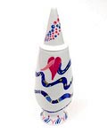  Alessandro Mendini dekselvaas 100 Make-up no.33 met decoratie van Maria Christina Hamel Oostenrijk uit de gelimiteerde serie van 100 vazen per decor voor Alessi / made in Germany 1992 verkocht na de aftersale 