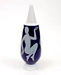  Alessandro Mendini dekselvaas 100 Make-up no.43 met decoratie van Mark Kostabi USA uit de gelimiteerde serie van 100 vazen per decor voor Alessi / made in Germany 1992 