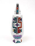  Alessandro Mendini dekselvaas 100 Make-up no.52 met decoratie van Esther Mahlangu Zuid Afrika uit de gelimiteerde serie van 100 vazen per decor voor Alessi / made in Germany 1992 