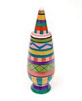  Alessandro Mendini dekselvaas 100 Make-up no.82 met decoratie van Sybilla Spanje uit de gelimiteerde serie van 100 vazen per decor voor Alessi / made in Germany 1992 