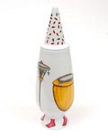  Alessandro Mendini dekselvaas 100 Make-up no.84 met decoratie van Cyprien Tokoudagba Benin uit de gelimiteerde serie van 100 vazen per decor voor Alessi / made in Germany 1992 