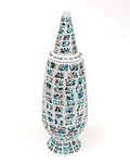  Alessandro Mendini dekselvaas 100 Make-up no.85 met decoratie van Dagmar Trinks Duitsland uit de gelimiteerde serie van 100 vazen per decor voor Alessi / made in Germany 1992 