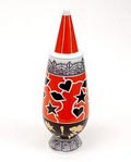  Alessandro Mendini dekselvaas 100 Make-up no.89 met decoratie van Hilde Vemren Noorwegen uit de gelimiteerde serie van 100 vazen per decor voor Alessi / made in Germany 1992 