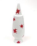  Alessandro Mendini dekselvaas 100 Make-up no.8 met decoratie van Lapo Binazzi Italië uit de gelimiteerde serie van 100 vazen per decor voor Alessi / made in Germany 1992 