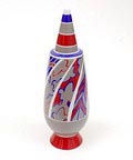 Alessandro Mendini dekselvaas 100 Make-up no.95 met decoratie van Birgitta Watz Zweden uit de gelimiteerde serie van 100 vazen per decor voor Alessi / made in Germany 1992 