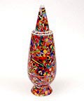  Alessandro Mendini dekselvaas 100 Make-up no.9 met decoratie van Alighiero Boetti Italië uit de gelimiteerde serie van 100 vazen per decor voor Alessi / made in Germany 1992 
