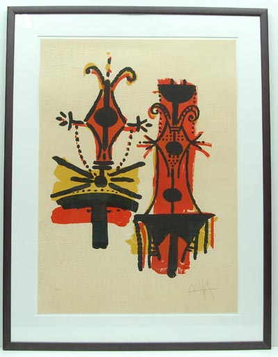  Liho in kleur Pour Jorn Limited Edition 24/100 ontwerp Wilfredo Lam Cuba / Frankrijk 1902-1982 Uit de map Pour Jorn 1976 