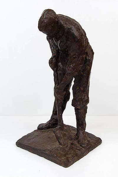  Groot bronzen beeld voorstellende Scheppende man ontwerp toegeschreven aan Paul Koning ca.1960 uitvoering Bronsgieterij A Cire Perdue Fa M.N.R.Joosten / Soest 